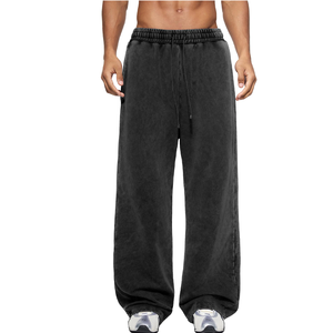Wash Heavyweight Sweatpants – <b>Oversized</b> Cotton Drawstring Pants, Vintage Streetwear Unisex <b>Joggers</b> - Product Image 1