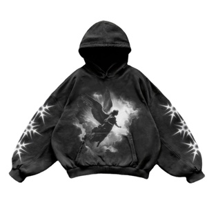 Sweat-shirt à capuche unisexe en coton, coupe ample, décontracté, avec impression de logo personnalisé, délavage acide, tissu 500 g/m², 400 g/m² - Product Image 3