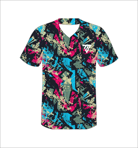 Maillot de baseball personnalisé pour homme, imprimé géométrique, sublimation, col en V, manches courtes, polyester respirant, toutes saisons - Product Image 5