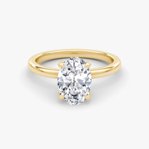 Bague de fiançailles pour femme en or jaune 14 carats avec diamant de laboratoire certifié IGI de 2 carats, taille ovale, halo caché minimaliste, pour anniversaire - Product Image 1