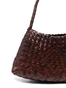 Sac à bandoulière vintage en cuir tressé marron foncé pour femme, avec fermeture éclair, fait main, style hobo, décontracté, pliable - Product Image 2