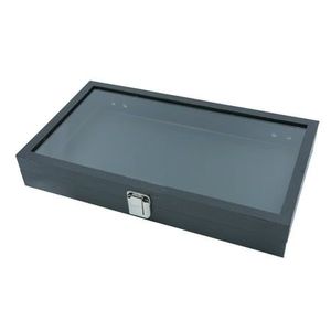 Black Jewelry Organizer <b>Box</b> with Mirror Lid 12 Compartment Storage Case for Desk <b>Vanity</b> Use - Product Image 2