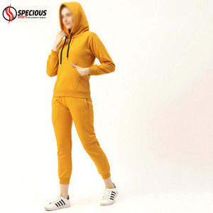 Conjunto de Chándal con Capucha para Mujer, Venta al Por Mayor 2026, Algodón y Felpa, Logotipo Personalizado, Ecológico, Grueso, Casual, Color Amarillo - Product Image 3