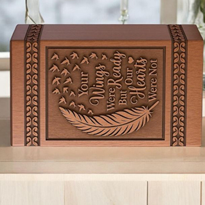 Engraved Rosewood Wing Urn: Pet/Human Ashes Keepsake Custom Memorial urn Memorial Keepsake by AYAANS - Product Image 3