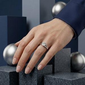 Bague de fiançailles classique en diamant rond taille brillant en platine PT950 pour femme - Product Image 4