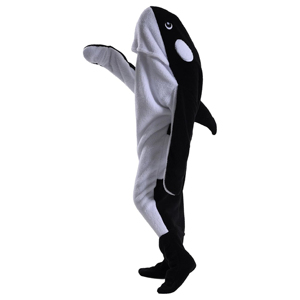 Lindo disfraz de orca con capucha, mono de dormir de longitud completa para mujer, ropa de casa de invierno de forro polar suave - Product Image 3