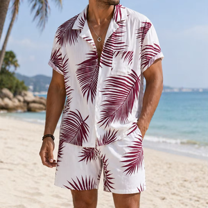 Men's Casual Beech Wear Summer Shirt 300 Grams Breathable Quick Dry Eco-Friendly Short Sleeve Floral Print Design 100% Polyester - Product Image 1