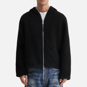 Sudadera con capucha de forro polar texturizado de alta calidad para hombre, estilo urbano, con cremallera completa, suave y antipilling - Product Image 1