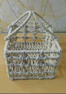 Panier de rangement en macramé en fer et jute fait main, écologique, tressé à la main en corde de coton, organisateur de cuisine et de bureau, style bohème pour fruits - Product Image 2