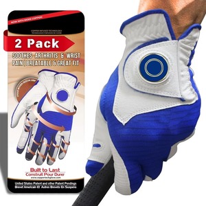 Gant de golf pour homme en tissu doux, respirant et confortable, conçu professionnellement avec système d'adhérence amélioré, en cuir Cabretta et fermeture auto-agrippante - Product Image 2