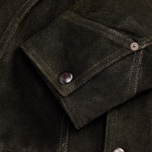 Premium Shearling Collar <b>Suede</b> Western <b>Jacket</b> Men Vintage Ranch OEM Custom Heritage Luxury Outerwear Heavyweight Distressed - Product Image 5