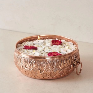 Handcrafted Metal Candle Bowl With Antique Finish For Luxury Home <b>Decoration</b> And Festive <b>Table</b> Setup - Product Image 1