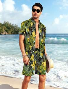Ensemble d'été pour homme, chemise à manches courtes à imprimé floral, short de plage assorti, tenue décontractée de vacances, haut coloré, ensemble assorti pour homme - Product Image 6