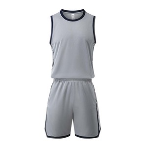 Ensemble de maillot de basket sans manches gris pour homme, short à taille élastique, débardeur à col rond, coupe régulière, toutes saisons - Product Image 5