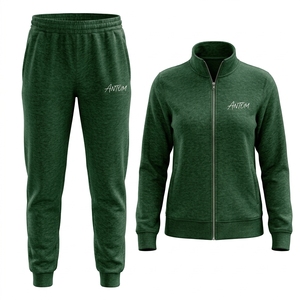 Custom Logo Women's Tracksuit Set 2 Piece <b>Fleece</b> <b>Jogger</b> Pants Full Zip Jacket Sportswear Gym Wear Sweatsuit OEM Wholesale - Product Image 4