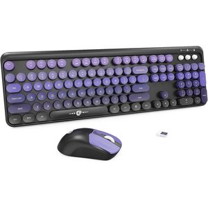 2.4G Full-Sized Wireless Keyboard <b>Mouse</b> Combo Cute Colorful 104 Retro Typewriter Keys with <b>Mouse</b> <b>Mouse</b> Keyboard - Product Image 1