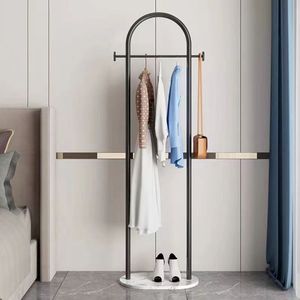 <b>Clothes</b> Rack Heavy Duty Freestanding Golden Metal Garment Hanger with Marble Base Multipurpose for Bedroom and Hat <b>Storage</b> - Product Image 1