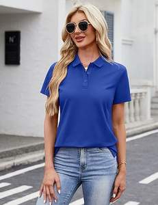 เสื้อโปโลผู้หญิง สีขาว ปกคอพับ แขนครึ่งตัว สวมใส่สบายๆ สำหรับสุภาพสตรี - Product Image 2