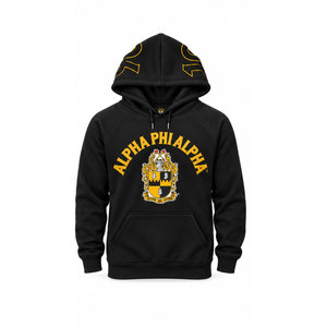 Sweat-shirt à capuche imprimé lettres grecques Alpha Phi Alpha pour hommes, pull en coton noir à manches raglan - Product Image 2