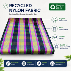 Recycled Nylon Woven Fabric <b>Roll</b> Colorful Stripe Pattern Sustainable Textile for Bags Apparel Home Use - Product Image 6