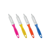 Ensemble de 4 éplucheurs à légumes en acier inoxydable, lame pivotante tranchante, éplucheur de fruits avec poignées en plastique colorées pour la cuisine