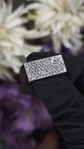 6-Row Wide <b>Thick</b> Sterling Silver Hip Hop Style Cluster <b>Ring</b> with Pave Setting Rhodium Plated Unisex Wedding & Anniversary <b>Ring</b> - Product Image 5