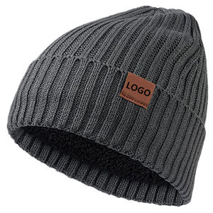 Unisex Knitted Beanie Hat Solid Gray 100% Acrylic <b>Winter</b> <b>Cap</b> Casual Style Adult Size 56-58CM - Product Image 1