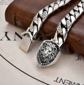New Vintage and Powerful Lion-shaped Bracelet Featuring Unique Punk Rock Style and Cuban Chain Copper Bracelet for <b>Men</b> - Product Image 3