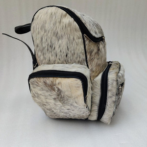 Premium cowhide leather hair on student <b>backpack</b> wholesale supplier OEM custom branding export school bags for sale in low price - Product Image 3