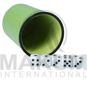 High Quality Green Leather Eco-Friendly Luxury <b>Dice</b> Cup with Same Color Inside and Custom Logo by MAKUM INTERNATIONAL - Product Image 5