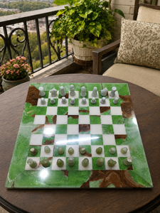 Tablero de Ajedrez de Ónix Verde Ecológico Hecho a Mano con Acabado Pulido de 20-30 mm de Grosor, Decoración Moderna para el Hogar, Manualidades para Mesa de Exterior - Product Image 3