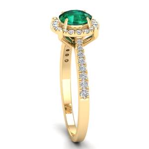 Bagues de fiançailles halo en or massif 14 carats avec diamants certifiés IGI pour femmes, prix de gros REYES, bijoux fins de luxe avec pierres précieuses émeraude. - Product Image 3