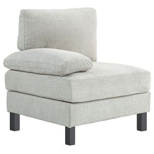 Poltrona Moderna Bianco Crema con Cuscino Spesso in Tessuto, Modulo Laterale Sinistro per Divano Componibile da Soggiorno - Product Image 1