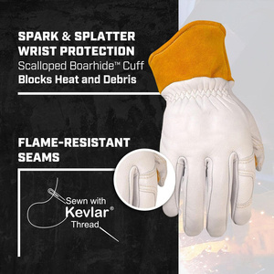 Gants de soudage TIG robustes en cuir de chèvre et de vachette, renforcés, résistants à la chaleur, pour la protection personnelle - Product Image 2