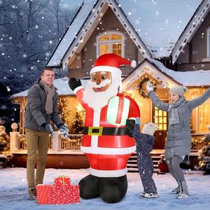 7 FT Lighted Christmas Inflatable Santa Claus Funny Black Elf Holding Gift Yard Decorations Outdoor Holiday Blow-Up Decorative - Product Image 6