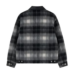 Chaqueta a Cuadros con Cuello en Contraste para Hombre en Blanco y Negro con Cierre de Cremallera de Diseño Elegante y Tela de Alta Calidad - Product Image 2