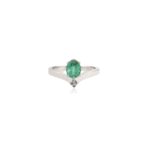Best Selling 925 Sterling <b>Silver</b> Genuine Oval Shape Emerald <b>Solitaire</b> <b>Ring</b> With Diamond Accents Fine Women Jewelry Gift - Product Image 1