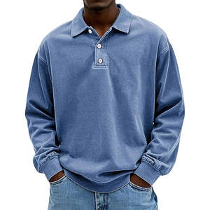 Camisetas Polo de Manga Larga para Hombre, Camisetas con Efecto Desgastado, Camisetas Polo Retro Casuales con Botones, Camiseta de Golf Ligera con Cuello, Cómoda - Product Image 2