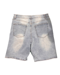 Pantalones Cortos Bermuda de Mezclilla Azul Claro para Hombre, Cintura Alta, Desgastados, de Algodón, Estilo Casual, con Botones - Product Image 6
