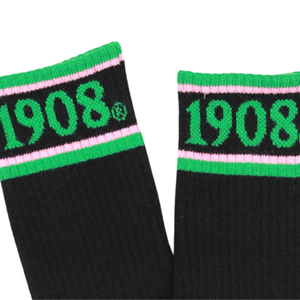 AKA ถุงเท้าข้อสั้นสีดำเขียว 1908 ถุงเท้าถักแบบนักกีฬาปักลายสำหรับผู้หญิงสวมใส่สบายทุกวัน - Product Image 3