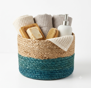 Panier en jute édition limitée, vente en gros, avec rangement artisanal en fibres naturelles pour accessoires de salle de bain, panier de décoration intérieure pour hôtel - Product Image 1