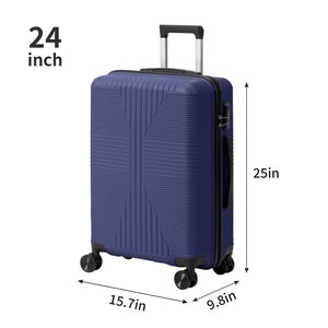Valigia Trolley 3-in-1 Non-TSA Blu Navy in PP, Bagaglio da Viaggio di Lusso alla Moda, Leggero, 20in 28in, Fori Personalizzabili per Aeroporto - Product Image 4
