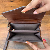 2025 modis desain bunga matahari tangan eter kulit mewah kartu tempat uang kulit sapi asli wanita dompet Gelang