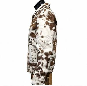 <b>Men</b> Finished Cow Pattern Leather <b>Jacket</b> Cowhide Zipper Regular Fit Winter Casual Wear Custom Logo Front Cowhide <b>Jacket</b> - Product Image 4