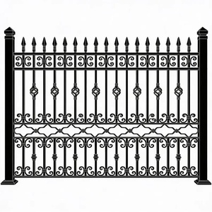 Panneau de clôture en fer forgé facile à assembler, motifs décoratifs, style moderne, adapté à une utilisation extérieure pour la sécurité de la maison. - Product Image 1