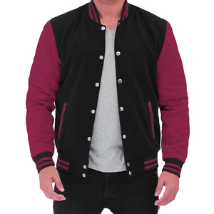 Leather Sleeve Sports Baseball Sports Jacket For <b>Men</b> Wholesale Custom Patchwork Unisex Varsity Jacket - Product Image 1