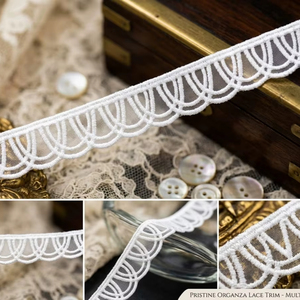 Offre Spéciale – Dentelle en Organza Blanc Premium avec Bordure en Nylon Effet Verre – Broderie Arche Festonnée pour Couture, Artisanat et Décoration Nuptiale - Product Image 4