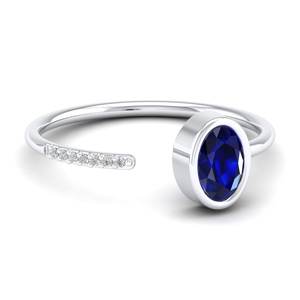 Anillo de Plata de Ley 925 con Moissanita y Zafiro Azul de 0.5 Quilates, Corte Ovalado, para Mujer, Precio al por Mayor REYES - Product Image 5