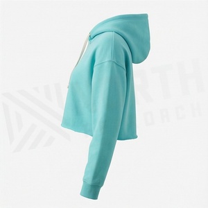 Sudadera con Capucha Extra Grande de Algodón de Calidad, Top Corto de Manga Larga, Logotipo Personalizado Bordado, Ropa Casual de Invierno Tejida - Product Image 3