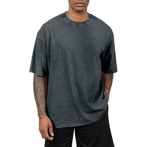 Charcoal Men T <b>shirts</b> Acid Wash Vintage Heavyweight Cotton Oversized Drop Shoulder Retro Streetwear - Product Image 5